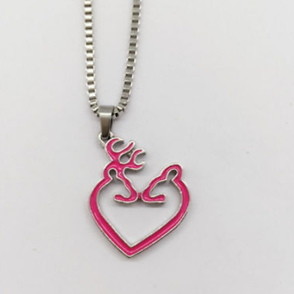 💓 🦌 Heart Browning Deer Couple Charm Necklace